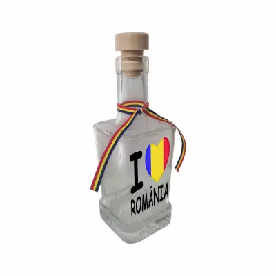 I love romania, sticla cu mesaj patrata, 250 ml, model divgs318 03